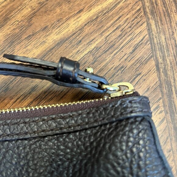 Burberry Calf Leather Dark Brown Wristlet Zip Unisex Handbag Clutch Pouch Bag - Picture 7 of 16